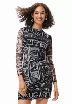 Desigual rochie culoarea negru, mini, mulata imagine