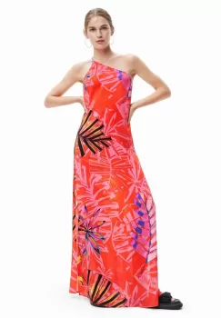 Desigual rochie culoarea rosu, maxi, drept imagine