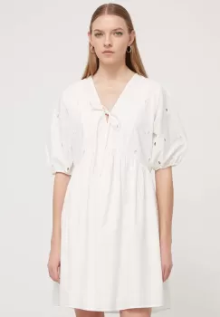 Desigual rochie din bumbac culoarea bej, mini, evazati imagine