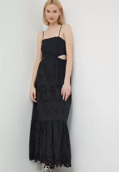 Desigual rochie din bumbac culoarea negru, maxi, evazati imagine