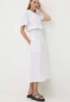 Desigual rochie din bumbac OMAHA culoarea alb, maxi, evazati, 24SWVW67 imagine