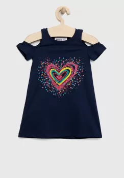 Desigual rochie din bumbac pentru copii culoarea albastru marin, mini, drept imagine
