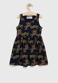 Desigual rochie din bumbac pentru copii culoarea albastru marin, mini, evazati imagine