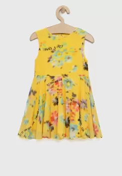 Desigual rochie din bumbac pentru copii culoarea galben, mini, evazati imagine