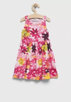 Desigual rochie din bumbac pentru copii culoarea roz, mini, evazati imagine