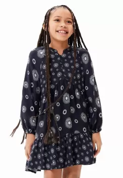 Desigual rochie fete 23WGVW05 DRESS LONG SLEEVE culoarea negru, mini, evazati imagine