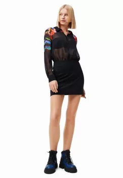 Desigual rochie fete culoarea negru, mini, drept imagine