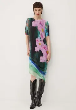 Desigual rochie GARAZI culoarea verde, midi, drept, 24WWVK78 imagine