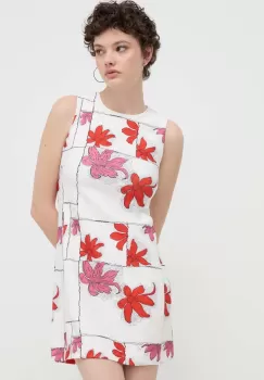 Desigual rochie HOUSTON culoarea alb, mini, drept, 24SWVW01 imagine