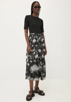 Desigual rochie INIDANAPOLIS culoarea negru, midi, evazati, 24WWVW54 imagine