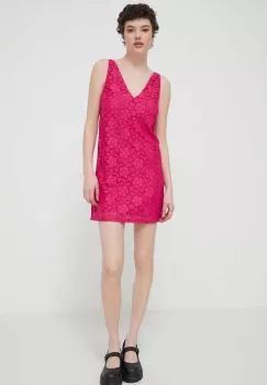 Desigual rochie LACE culoarea roz, mini, drept, 24SWVW48 imagine