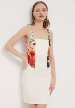 Desigual rochie MARBELLA LACROIX culoarea bej, mini, mulata, 24SWVW75 imagine