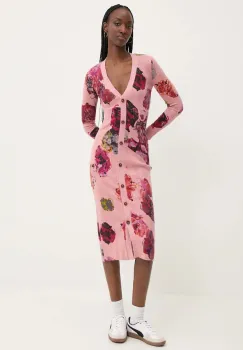 Desigual rochie MAXFLOWER SCR culoarea roz, mini, mulata, 24WWVF11 imagine