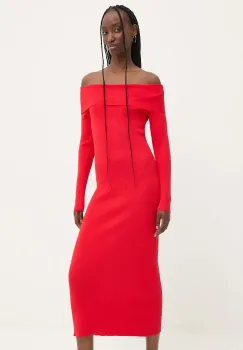 Desigual rochie MILWAUKEE culoarea rosu, midi, mulata, 24WWVF06 imagine