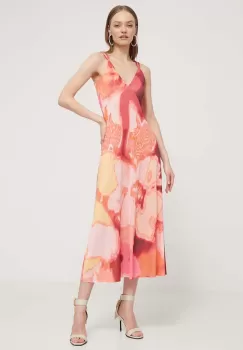 Desigual rochie NEREA culoarea portocaliu, maxi, mulata, 24SWVK19 imagine