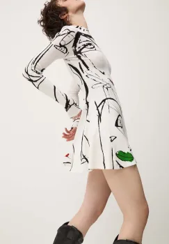 Desigual rochie OREGON culoarea alb, mini, evazati, 24WWVK69 imagine