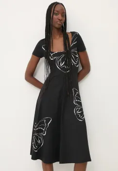 Desigual rochie RALEIGH culoarea negru, mini, evazati, 24WWVK66 imagine