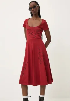 Desigual rochie RALEIGH culoarea rosu, mini, evazati, 24WWVK66 imagine