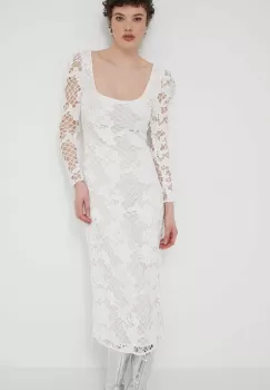 Desigual rochie SANDALO culoarea alb, midi, mulata, 24SWVW50 imagine