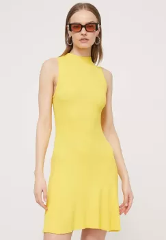 Desigual rochie TURNER culoarea galben, mini, evazati, 24SWVF08 imagine