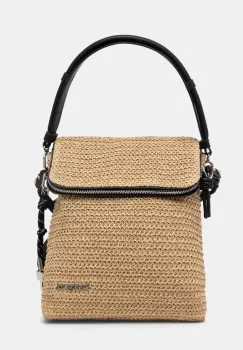Desigual rucsac HALF LOGO RAFFIA H femei, culoarea verde, mic, neted, 25SAKO04 imagine