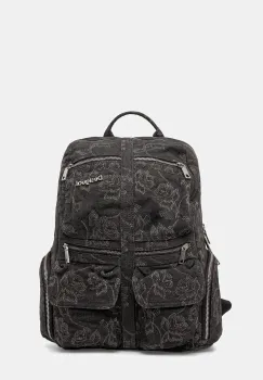 Desigual rucsac WHISKEY EMBROIDERY 0 culoarea gri, mare, cu imprimeu, 25WAKD07 imagine