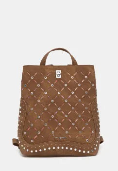 Desigual rucsac YANKEE METAL PATCH S culoarea maro, mic, cu imprimeu, 25WAKP31 imagine