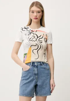 Desigual tricou COLLECTION femei, culoarea alb, 25SWTKAC imagine