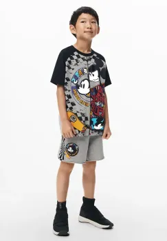 Desigual tricou copii culoarea gri, cu imprimeu, 25SBTK04 imagine