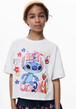 Desigual tricou de bumbac pentru copii culoarea alb, 25WGTK15 imagine