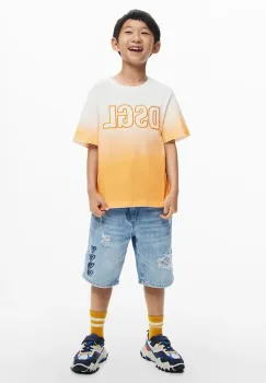 Desigual tricou de bumbac pentru copii culoarea portocaliu, modelator, 25SBTK13 imagine