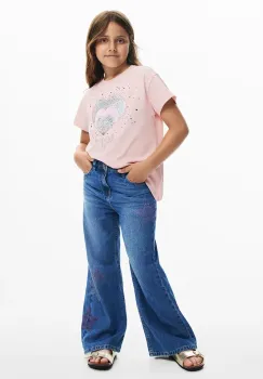 Desigual tricou de bumbac pentru copii culoarea roz, 25SGTK01 imagine