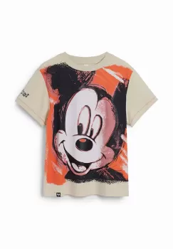 Desigual tricou de bumbac pentru copii x Mickey culoarea alb, cu imprimeu imagine