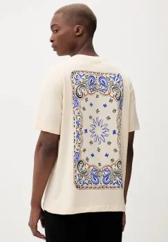 Desigual tricou din bumbac BACK PANEL PAISLEY culoarea bej, cu imprimeu, 25WMTK38 imagine