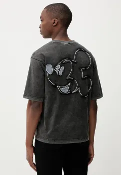 Desigual tricou din bumbac CARDIFF MICKEY culoarea gri, cu imprimeu, 25WMTK23 imagine
