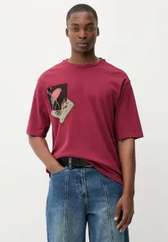 Desigual tricou din bumbac COMO culoarea rosu, cu imprimeu, 25WMTK33 imagine