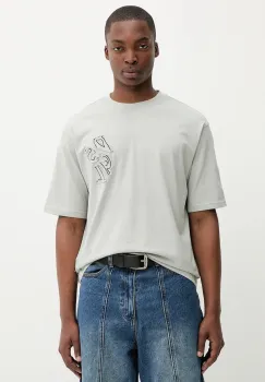 Desigual tricou din bumbac DERBY MICKEY culoarea gri, cu imprimeu, 25WMTK24 imagine
