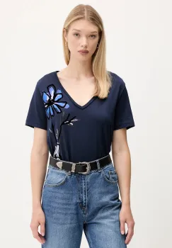 Desigual tricou din bumbac DUMAS culoarea bleumarin, 25WWTK28 imagine