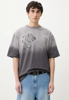 Desigual tricou din bumbac GRANADA barbati, culoarea gri, modelator, 25SMTK22 imagine
