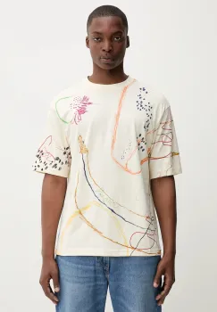 Desigual tricou din bumbac JHON culoarea bej, cu model, 25WMTK03 imagine