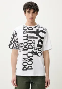 Desigual tricou din bumbac LONDON barbati, culoarea alb, cu imprimeu, 25SMTK12 imagine