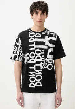 Desigual tricou din bumbac MAN MILAN barbati, culoarea negru, modelator, 25SMTK20 imagine