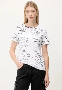 Desigual tricou din bumbac MICKEY SKETCH culoarea alb, 25WWTK03 imagine