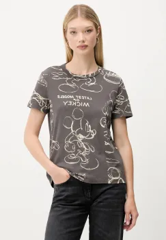 Desigual tricou din bumbac MICKEY SKETCH culoarea gri, 25WWTK03 imagine