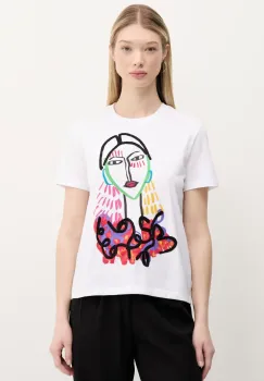 Desigual tricou din bumbac MISURI femei, culoarea alb, 25SWTKA9 imagine