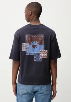 Desigual tricou din bumbac PALMA culoarea bleumarin, cu imprimeu, 25WMTK10 imagine