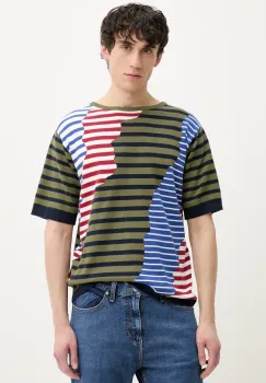 Desigual tricou din bumbac TERRANOVA barbati, culoarea verde, modelator, 25SMTF04 imagine