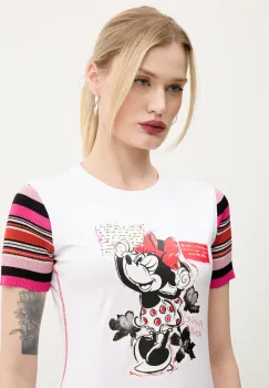 Desigual tricou MINNIE femei, culoarea alb, 25SWTK39 imagine