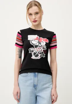 Desigual tricou MINNIE femei, culoarea negru, 25SWTK39 imagine
