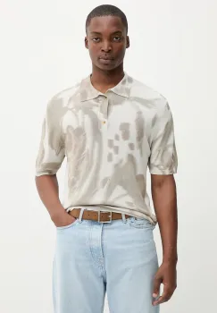 Desigual tricou polo FLOWER culoarea gri, cu imprimeu, 25WMTF02 imagine
